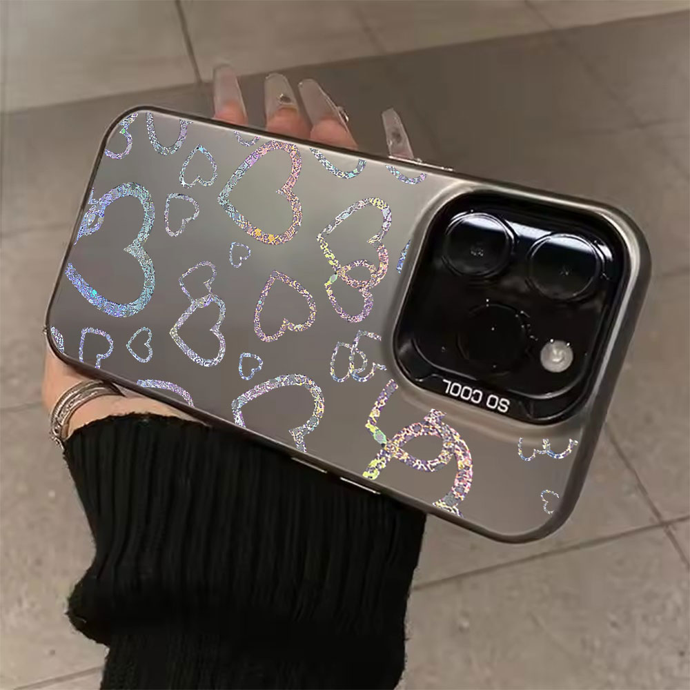 Apple Iphone 15 Pro Max - Casing dengan Motif Hati Berwarna-warni untuk