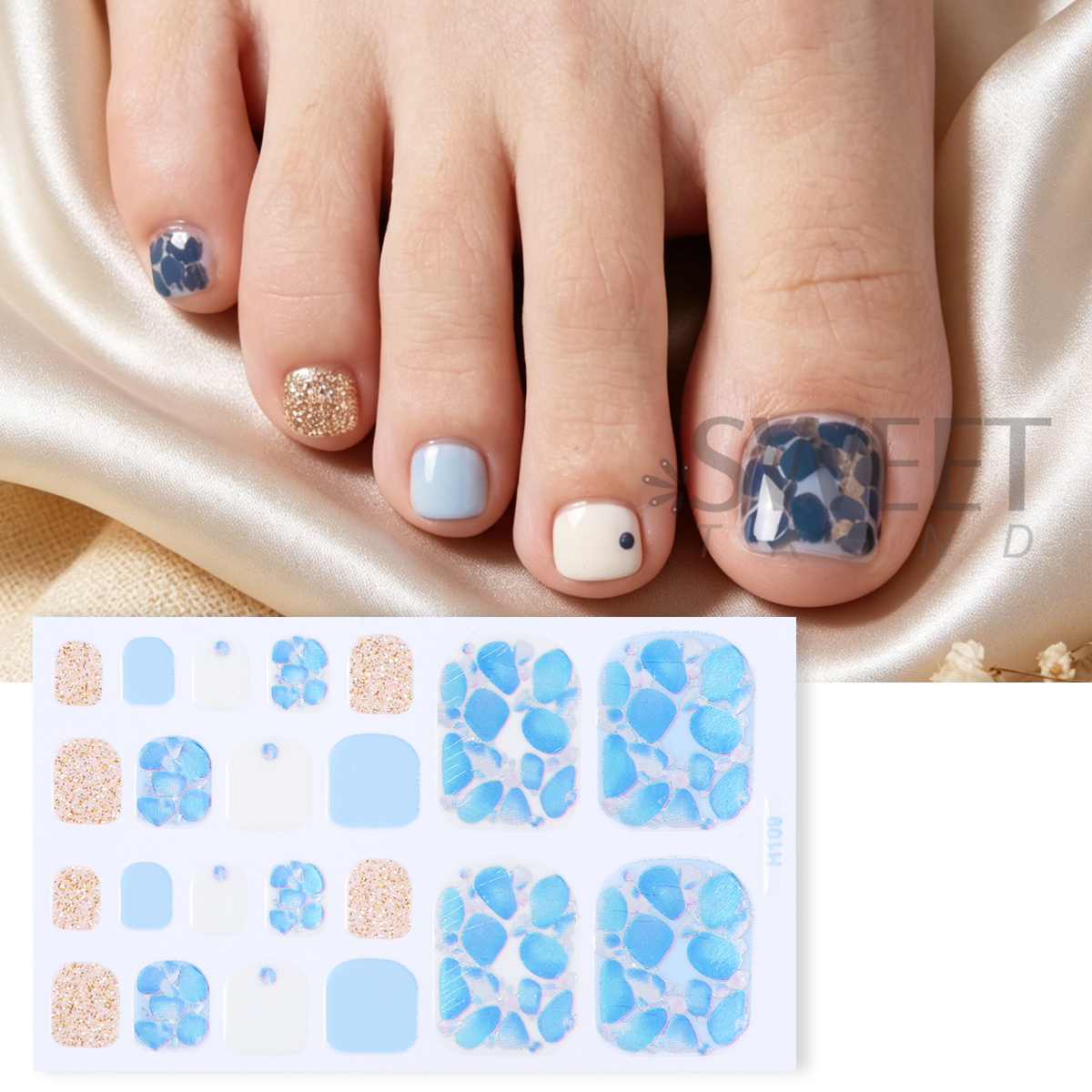 5pcs Desain Rhinestone Elegan  - Full Cover Adhesive ulasan dan harga