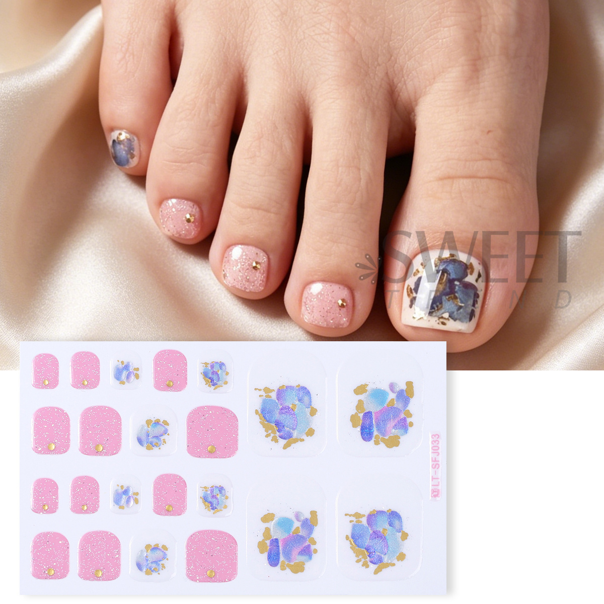 5pcs Desain Rhinestone Elegan  - Full Cover Adhesive ulasan dan harga