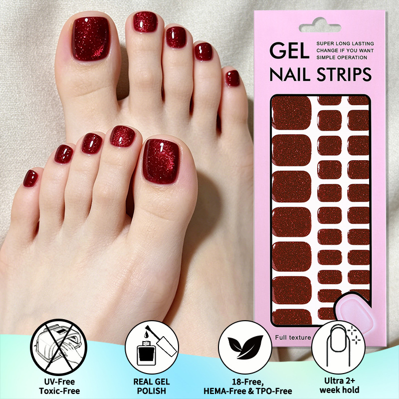 Stiker Kuku Kaki Gel Warna Sol - Full Cover Adhesive ulasan dan harga