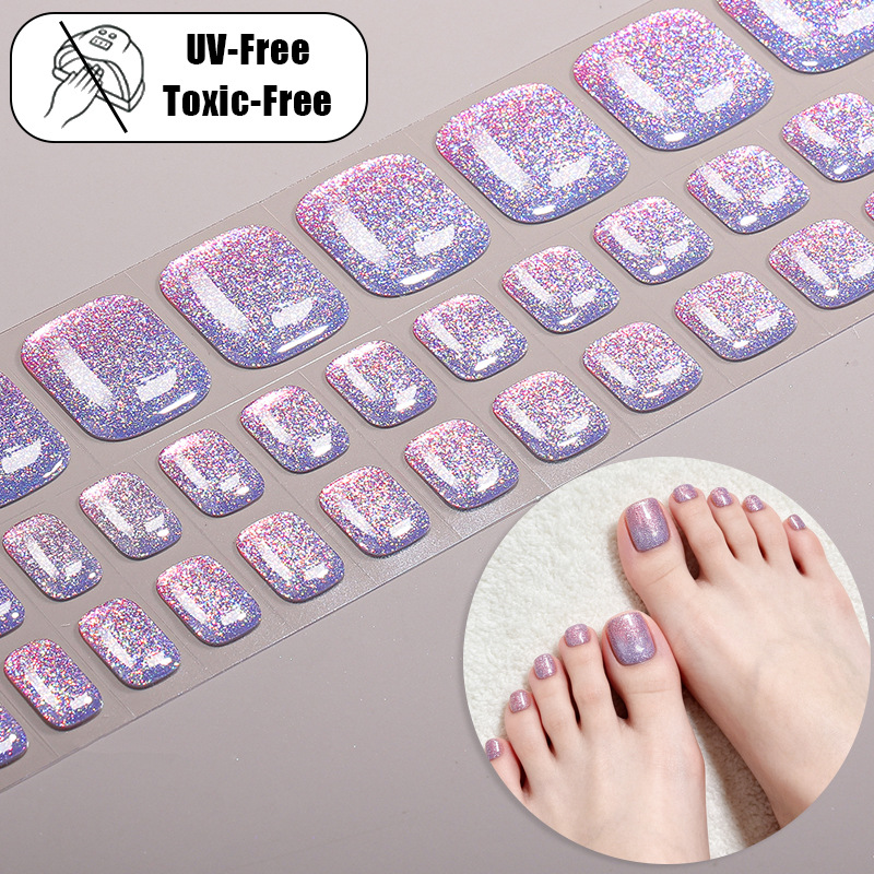 Stiker Kuku Kaki Gel Warna Sol - Full Cover Adhesive ulasan dan harga